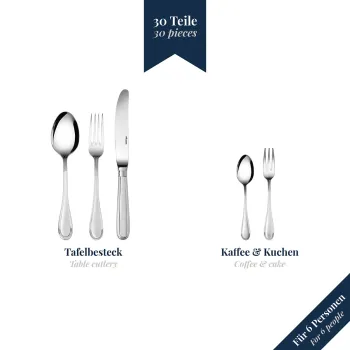 Preview: 30-tlg. Besteckset Schwedisch Faden 18/10 Edelstahl Wilkens 021.18.300.1