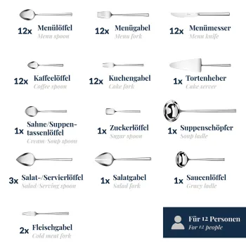 Preview: 71-tlg. Besteckset Palladio 18/10 Edelstahl Wilkens 023.18.710