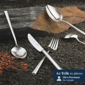 62-tlg. Besteckset Palladio 18/10 Edelstahl mattiert Wilkens 057.18.620