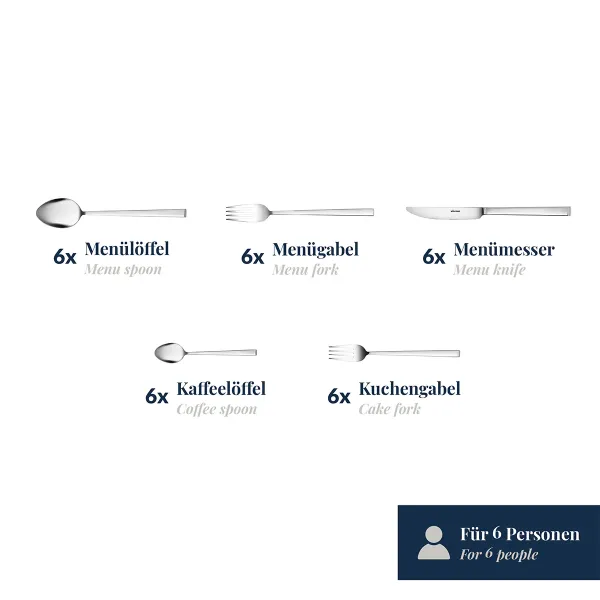 30-tlg. Besteckset Cantone 18/10 Edelstahl mattiert Wilkens 055.18.300
