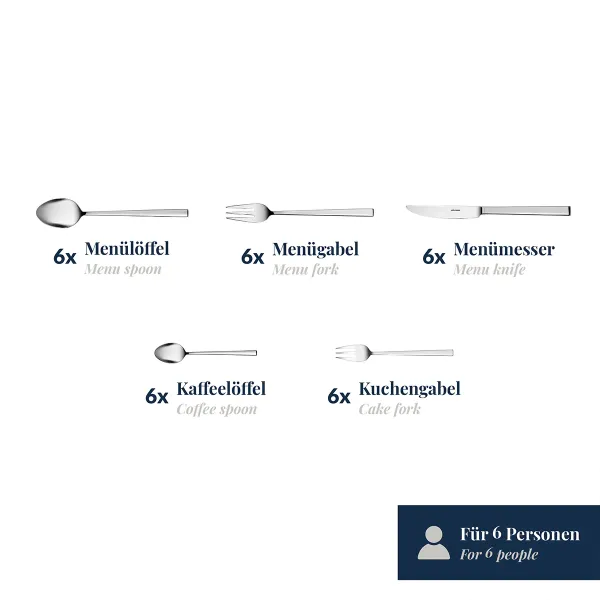 30-tlg. Besteckset Cantone 18/10 Edelstahl poliert Wilkens 049.18.300