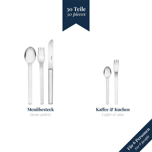 30-tlg. Besteckset Classico 18/10 Edelstahl mattiert Wilkens 050.18.300