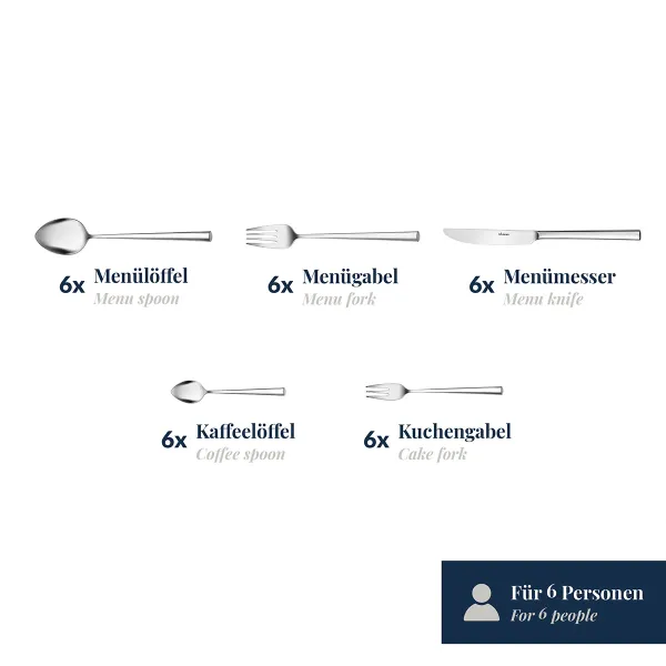 30-tlg. Besteckset Palladio 18/10 Edelstahl mattiert Wilkens 057.18.300