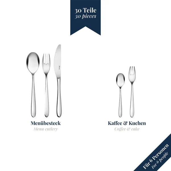 30-tlg. Besteckset Rotondo 18/10 Edelstahl Wilkens 023.18.300