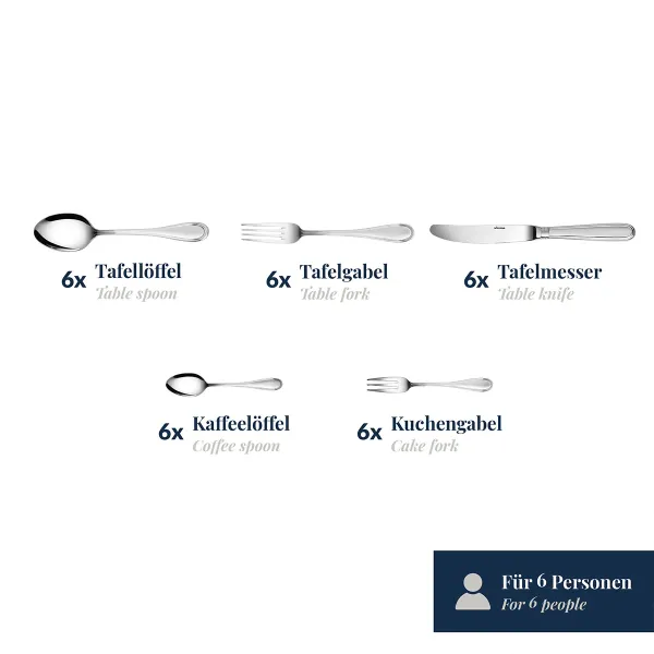 30-tlg. Besteckset Schwedisch Faden 18/10 Edelstahl Wilkens 021.18.300.1