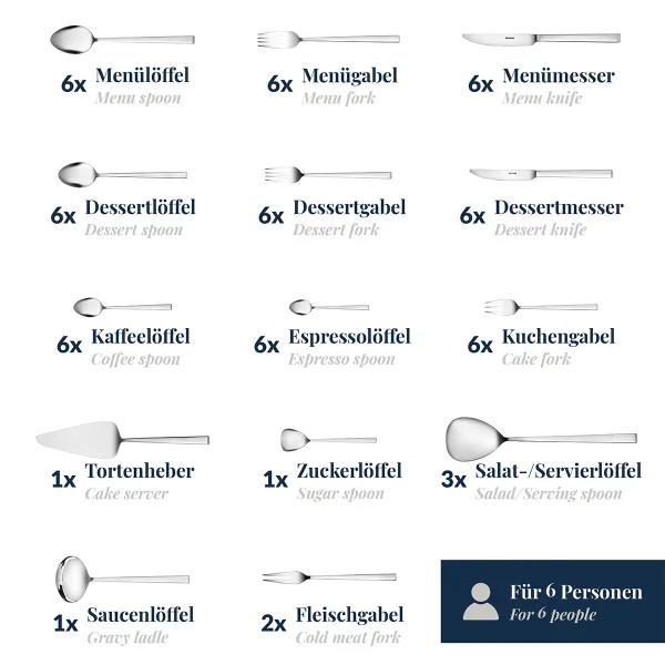 62-tlg. Besteckset Cantone 18/10 Edelstahl mattiert Wilkens 055.18.620
