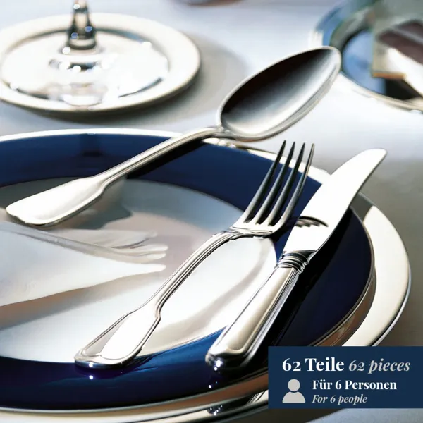 62-tlg. Besteckset Augsburger Faden 18/10 Edelstahl Wilkens 020.18.620